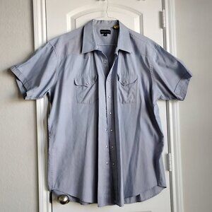Pan Handle Slim Men's Collared Shirt Blue Tinted Purple Pearl Snap Up Sz XXL 19